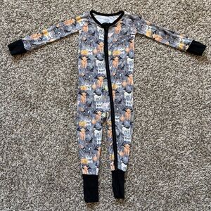 “Spooky Farm” One Piece Pajama - Gray and Orange